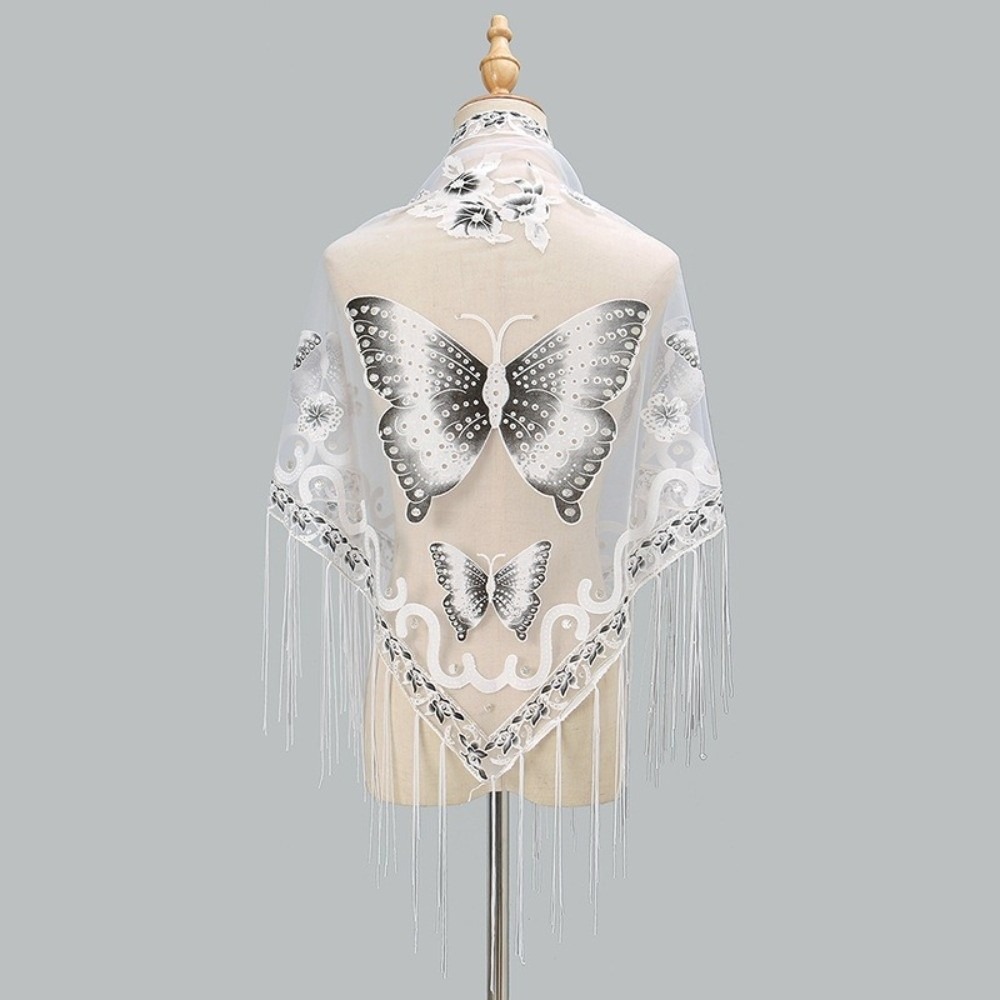 Tassel Fringe Trim - Luxe bloemenkant holle sjaal vlinderborduurwerk kwastje