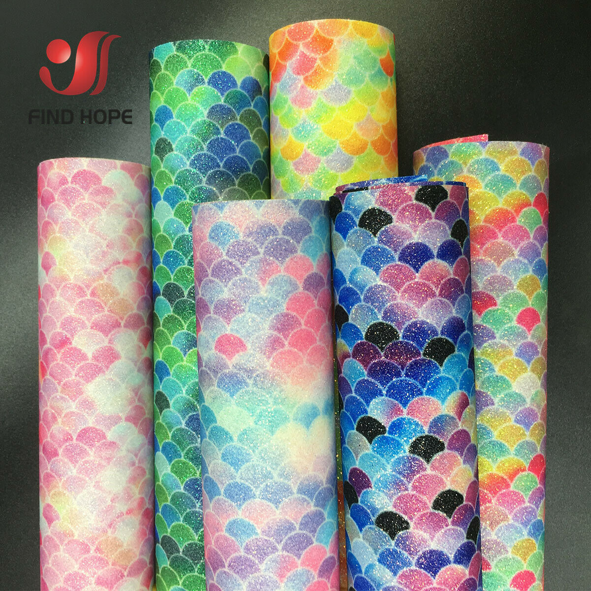 Glitter Vinyl Roll - Zeemeermin Regenboog Iriserende Sprankelende Glitter Stof