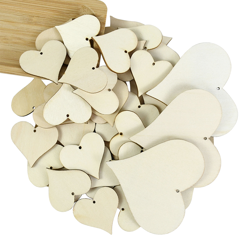 Craft Embellishment - 10-100 Stuks Onvoltooide Lege Houten Hartvormige