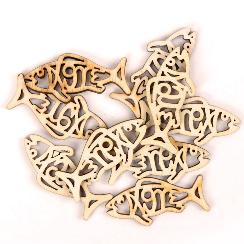 Craft Embellishment - Houten Schattige Vis Vorm Kunst Schilderij