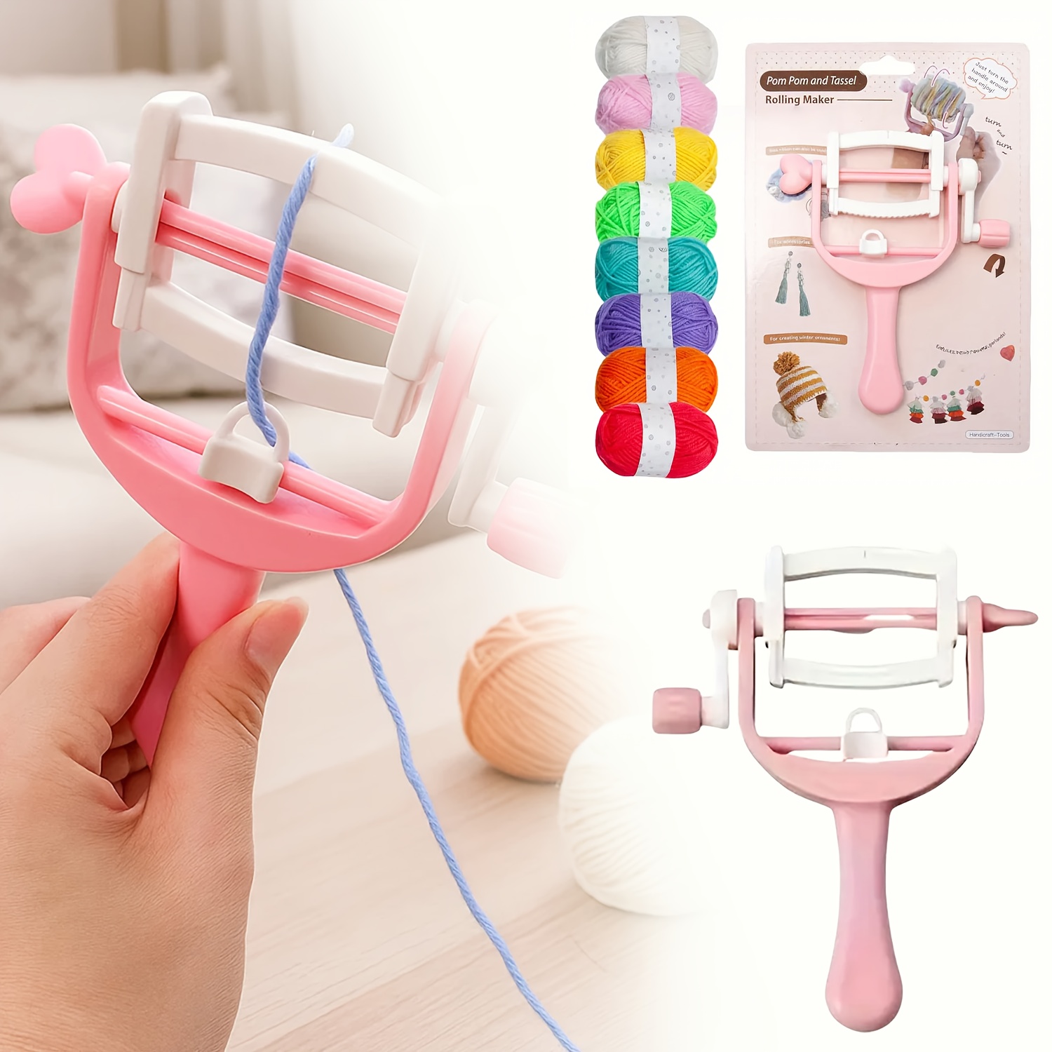 Pom Pom Maker Tool - Handbediende kronkelende spoel Haarbal Breiter Pom-pom