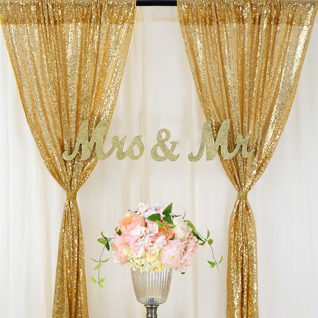 Sequin Fabric Panel - 2 STKS Gold Sequin Party Achtergrond