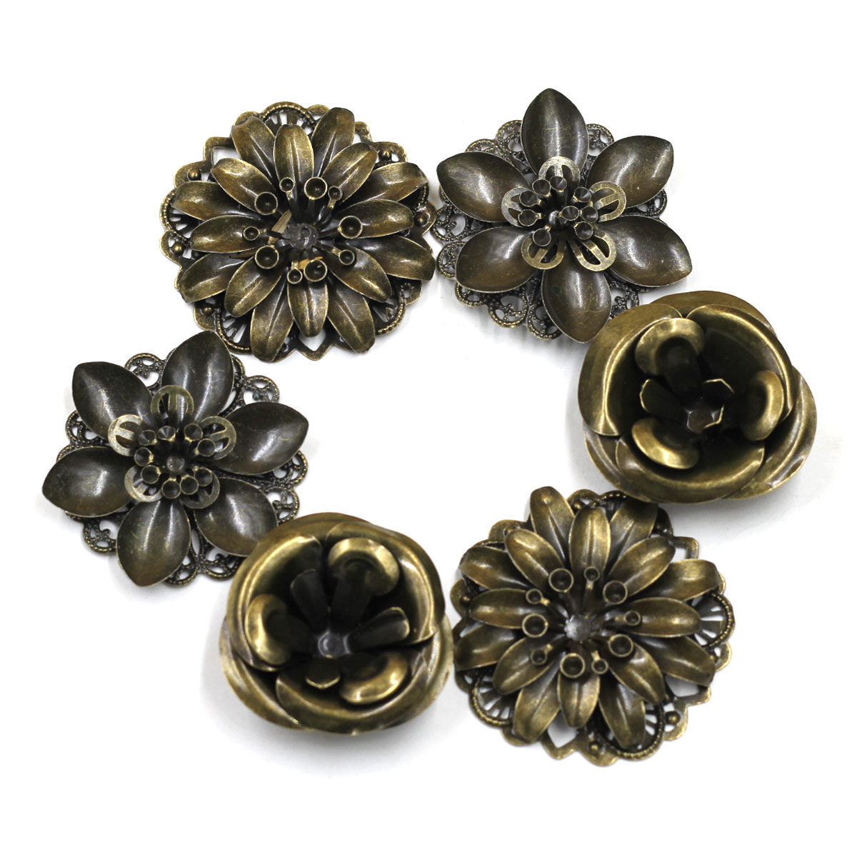 Craft Embellishment - 6 stuks versieringen combinatie bloempatroon filigraan