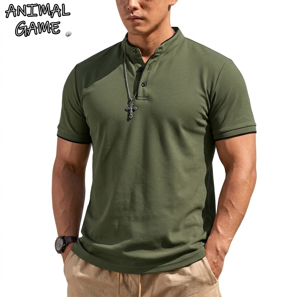 Embellish Knit - Zomer Henley-shirt met korte mouwen Heren
