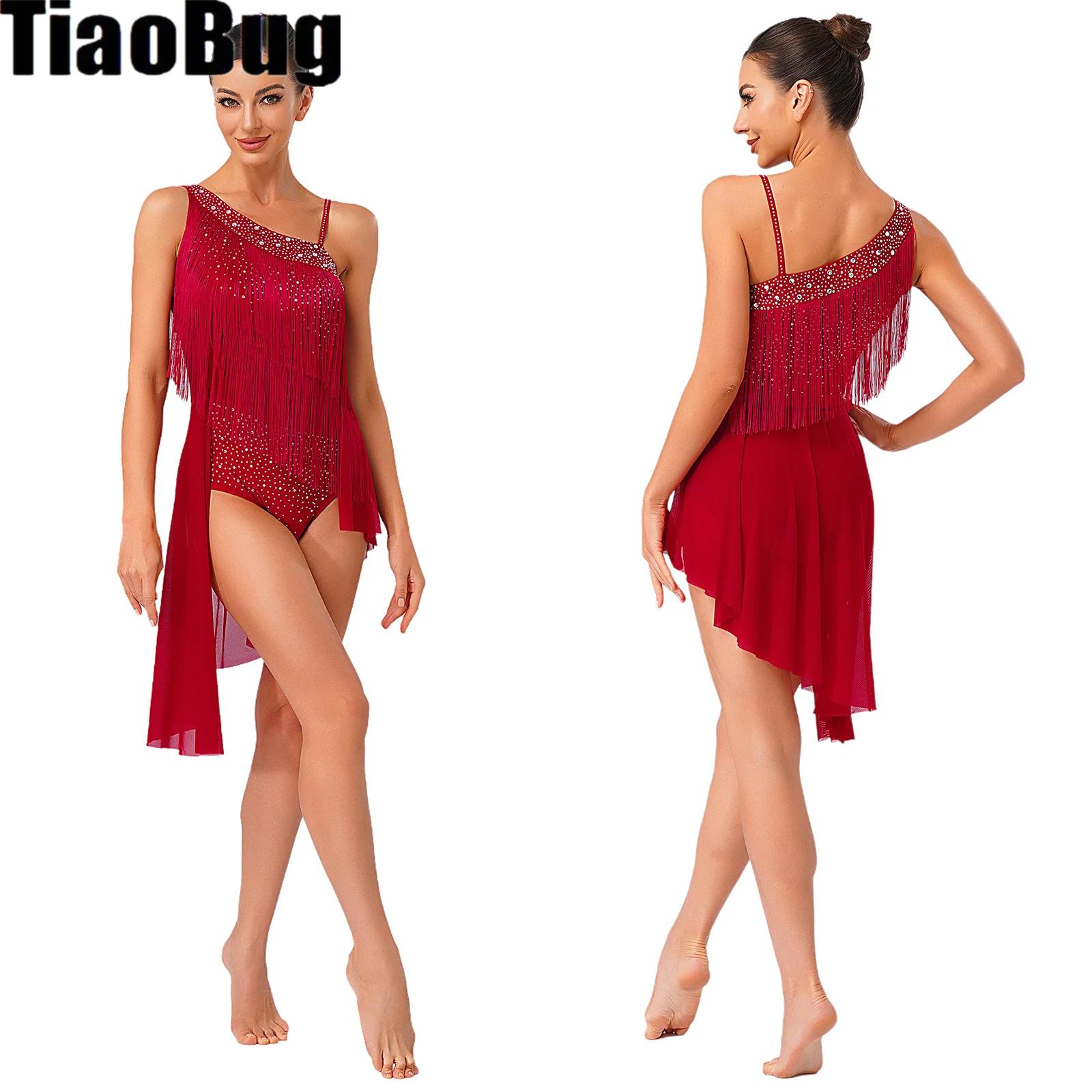 Rhinestone Banding Trim - Vrouwen Kwastje Latin Dans Turnpakje Jurk