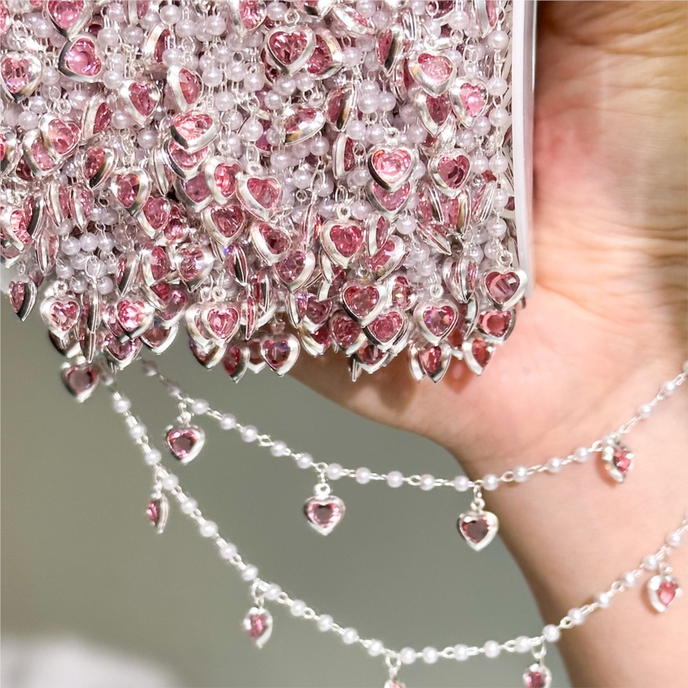 0,5 meter/1 meter roze kristal - Pearl Trim Chain recensie en prijs
