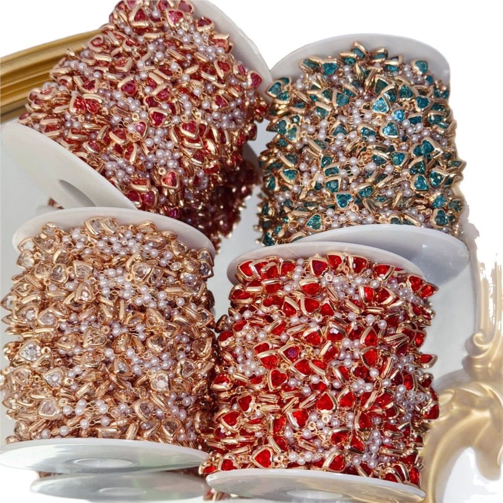 0,5 meter/1 meter roze kristal - Pearl Trim Chain recensie en prijs