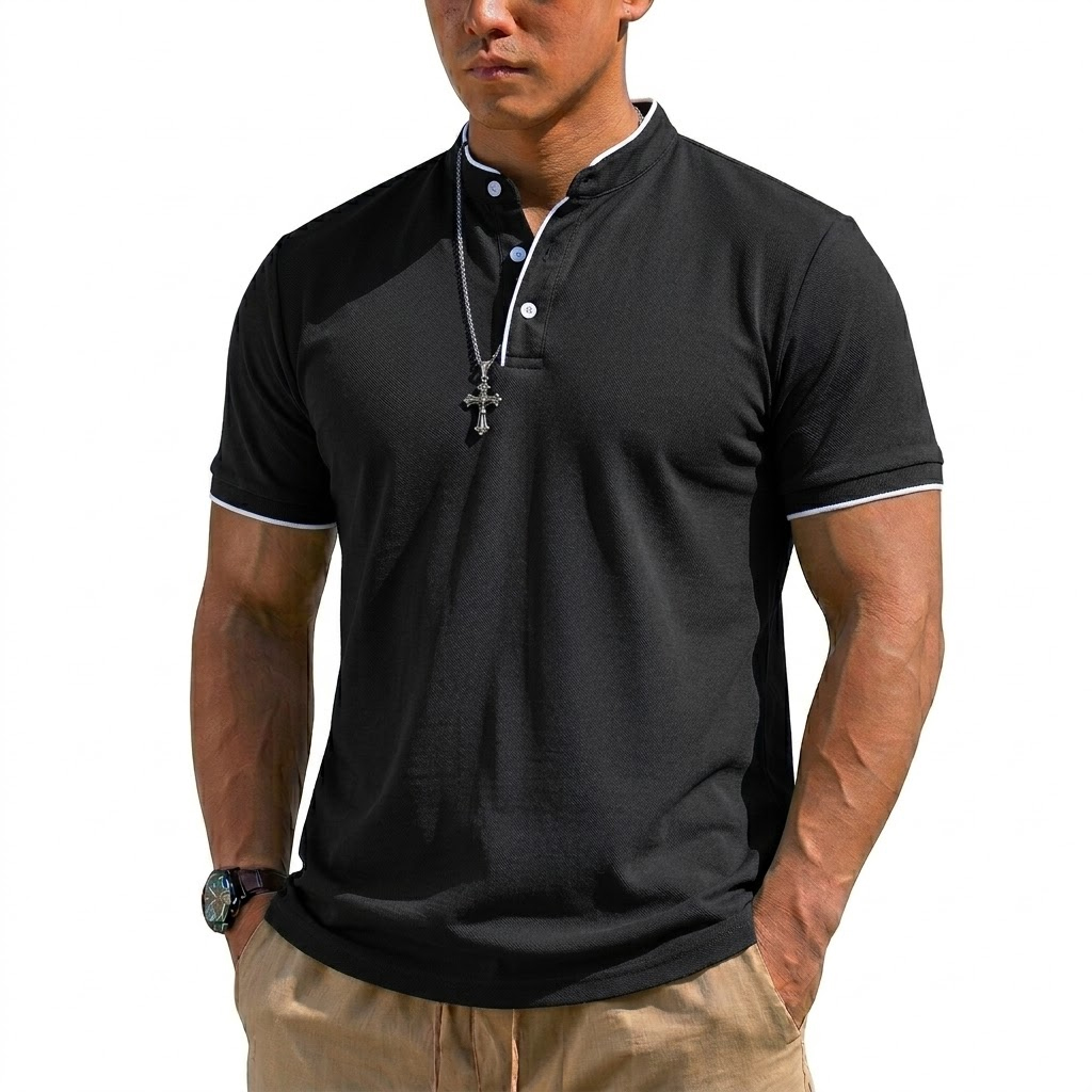 Zomer Henley-shirt met korte m - Embellish Knit recensie en prijs