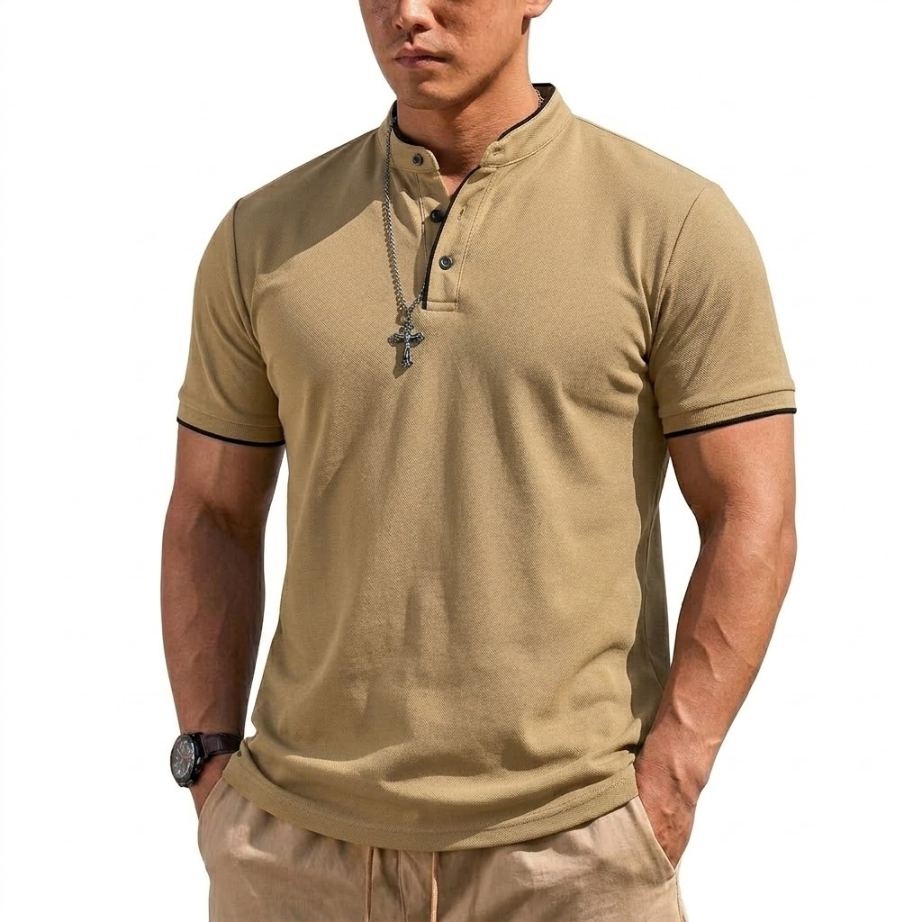 Zomer Henley-shirt met korte m - Embellish Knit recensie en prijs