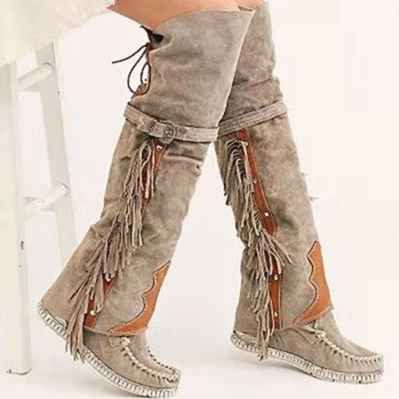 2026 Nieuwe Dames Over-de-Knie - Tassel Fringe Trim recensie en prijs