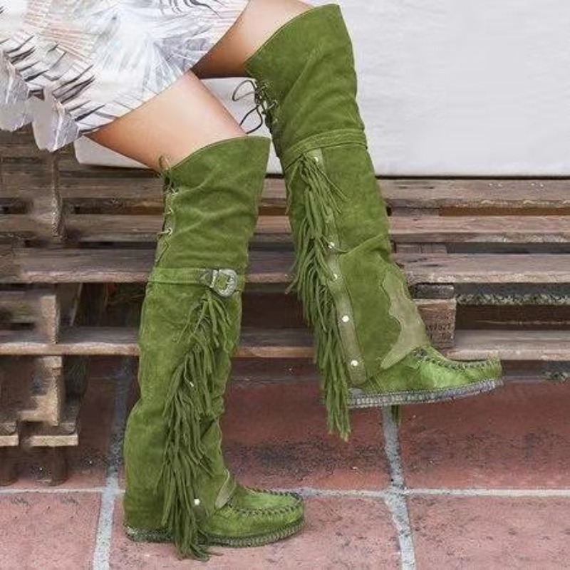 2026 Nieuwe Dames Over-de-Knie - Tassel Fringe Trim recensie en prijs